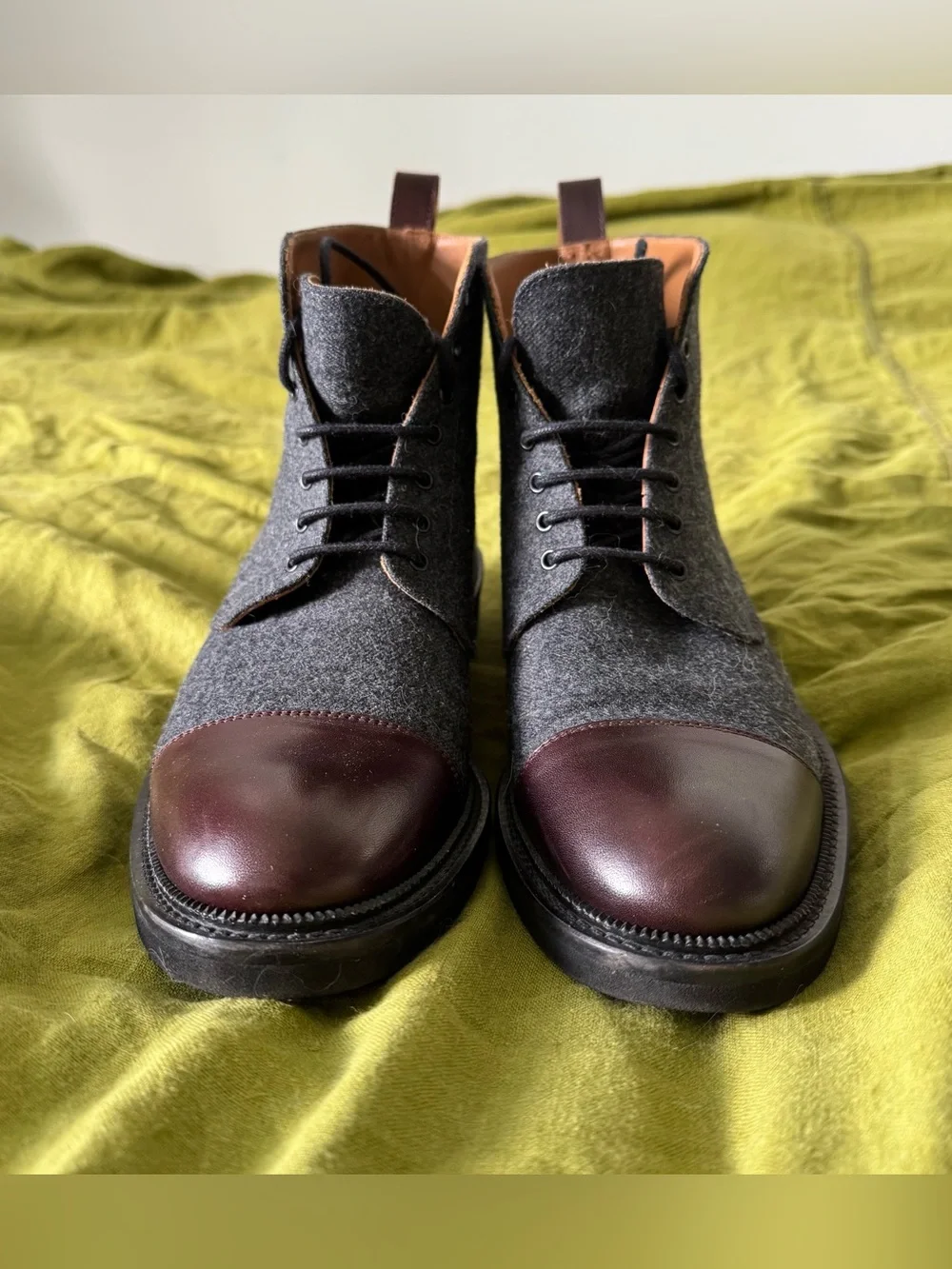 Taft Jack Boots Gray Wool & Burgundy Leather Men’s US 7 / EU 40 Made in Spain